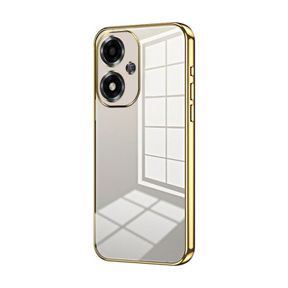 For OPPO A2m Transparent Plating Fine Hole Phone Case(Gold) - OPPO Cases by PMC Jewellery | Online Shopping South Africa | PMC Jewellery | Buy Now Pay Later Mobicred