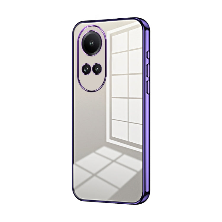 For OPPO Reno10 5G/Reno10 Pro 5G Global Transparent Plating Fine Hole Phone Case(Purple) - OPPO Cases by PMC Jewellery | Online Shopping South Africa | PMC Jewellery | Buy Now Pay Later Mobicred