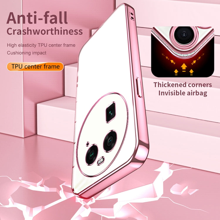 For OPPO Find X6 Transparent Plating Fine Hole Phone Case(Pink) - OPPO Cases by PMC TechLife | Online Shopping South Africa | PMC TechLife | Buy Now Pay Later Mobicred