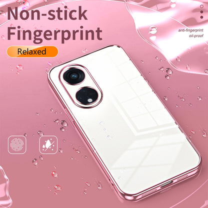 For OPPO Reno8 T 5G Transparent Plating Fine Hole Phone Case(Pink) - OPPO Cases by PMC Jewellery | Online Shopping South Africa | PMC Jewellery | Buy Now Pay Later Mobicred