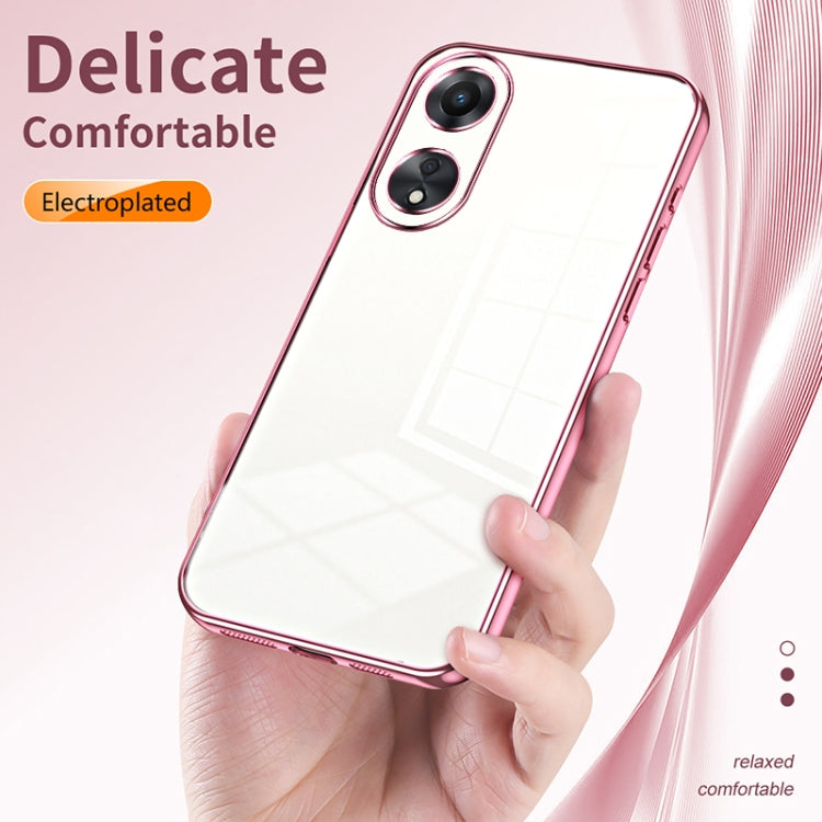For OPPO A58 5G / A58x 5G Transparent Plating Fine Hole Phone Case(Black) - OPPO Cases by PMC TechLife | Online Shopping South Africa | PMC TechLife | Buy Now Pay Later Mobicred