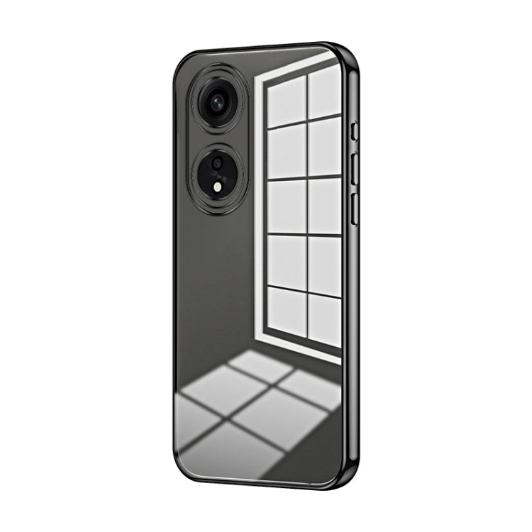 For OPPO A1 Pro Transparent Plating Fine Hole Phone Case(Black) - OPPO Cases by PMC TechLife | Online Shopping South Africa | PMC TechLife | Buy Now Pay Later Mobicred