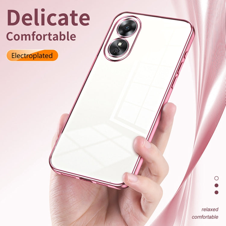 For OPPO A17 / A17K Transparent Plating Fine Hole Phone Case(Green) - OPPO Cases by PMC TechLife | Online Shopping South Africa | PMC TechLife | Buy Now Pay Later Mobicred