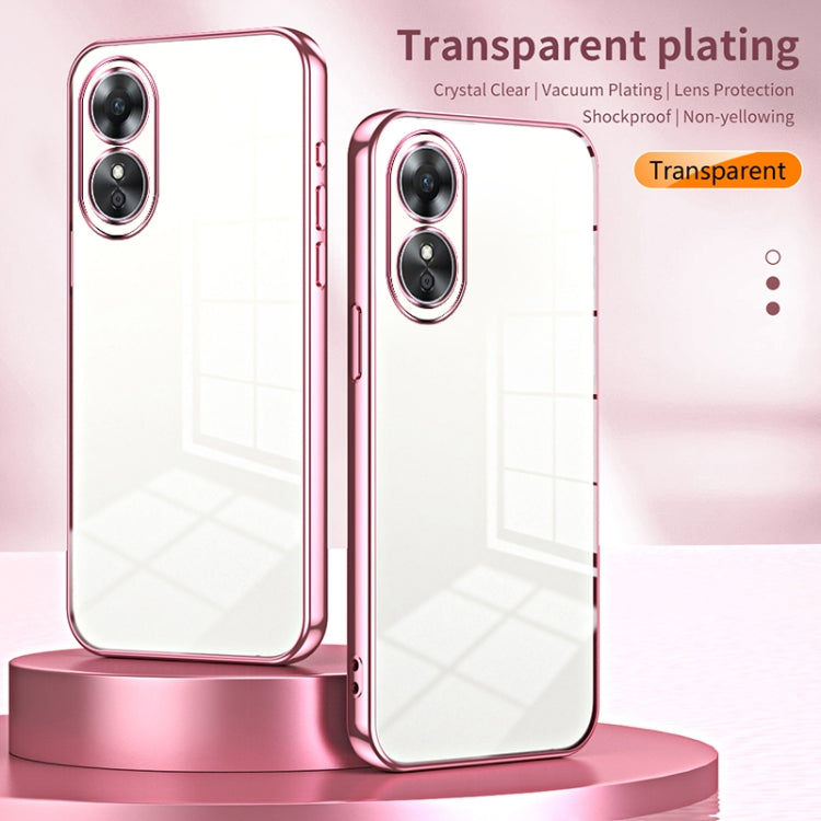 For OPPO A17 / A17K Transparent Plating Fine Hole Phone Case(Silver) - OPPO Cases by PMC Jewellery | Online Shopping South Africa | PMC Jewellery | Buy Now Pay Later Mobicred