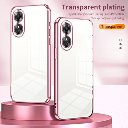 For OPPO A17 / A17K Transparent Plating Fine Hole Phone Case(Black) - OPPO Cases by PMC Jewellery | Online Shopping South Africa | PMC Jewellery | Buy Now Pay Later Mobicred