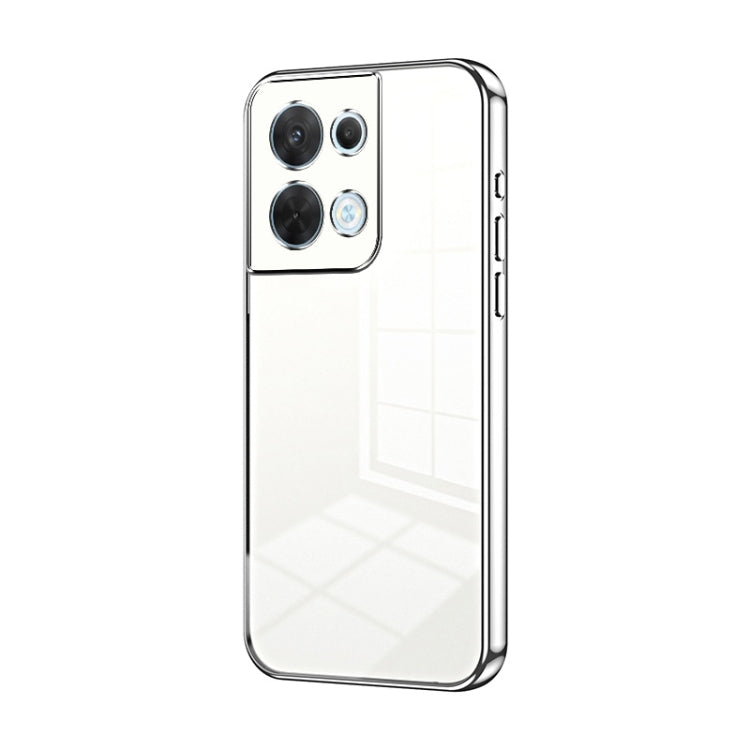 For OPPO Reno8 Transparent Plating Fine Hole Phone Case(Silver) - OPPO Cases by PMC Jewellery | Online Shopping South Africa | PMC Jewellery | Buy Now Pay Later Mobicred