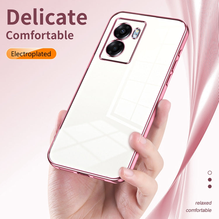 For OPPO A57 5G Transparent Plating Fine Hole Phone Case(Silver) - OPPO Cases by PMC Jewellery | Online Shopping South Africa | PMC Jewellery | Buy Now Pay Later Mobicred