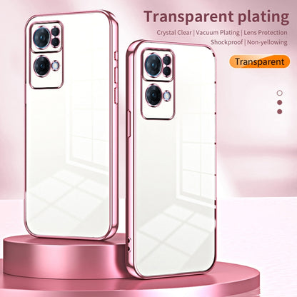 For OPPO Reno7 Pro Transparent Plating Fine Hole Phone Case(Green) - OPPO Cases by PMC Jewellery | Online Shopping South Africa | PMC Jewellery | Buy Now Pay Later Mobicred