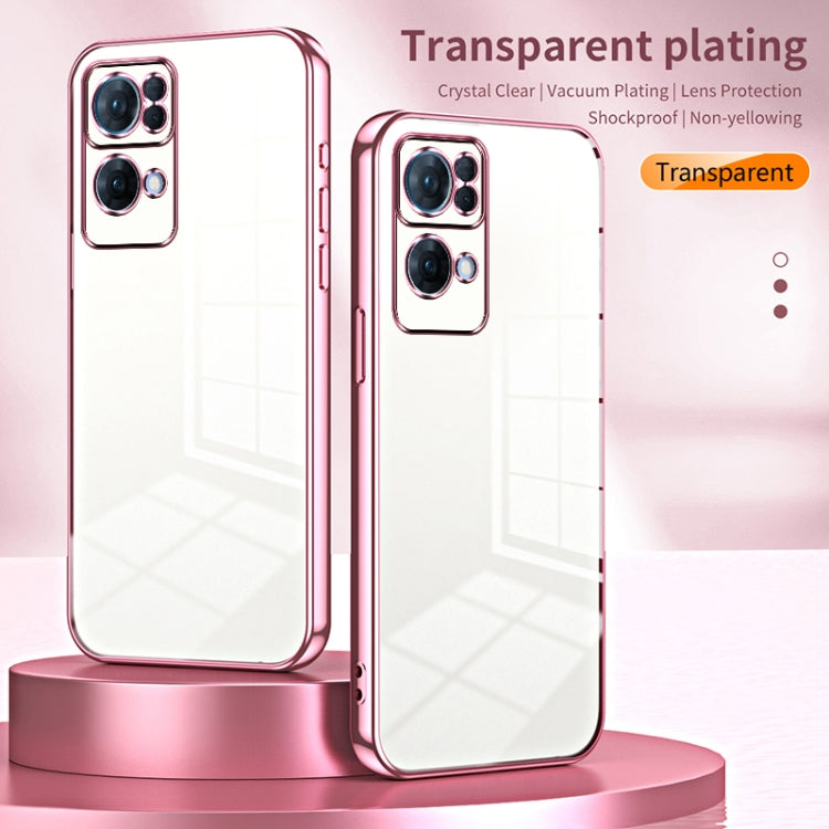 For OPPO Reno7 Pro Transparent Plating Fine Hole Phone Case(Silver) - OPPO Cases by PMC TechLife | Online Shopping South Africa | PMC TechLife | Buy Now Pay Later Mobicred