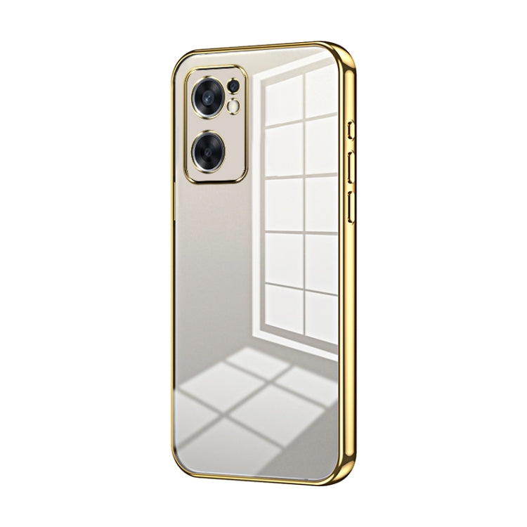 For OPPO Reno7 SE Transparent Plating Fine Hole Phone Case(Gold) - free shipping - PMC TechLife - Order now!