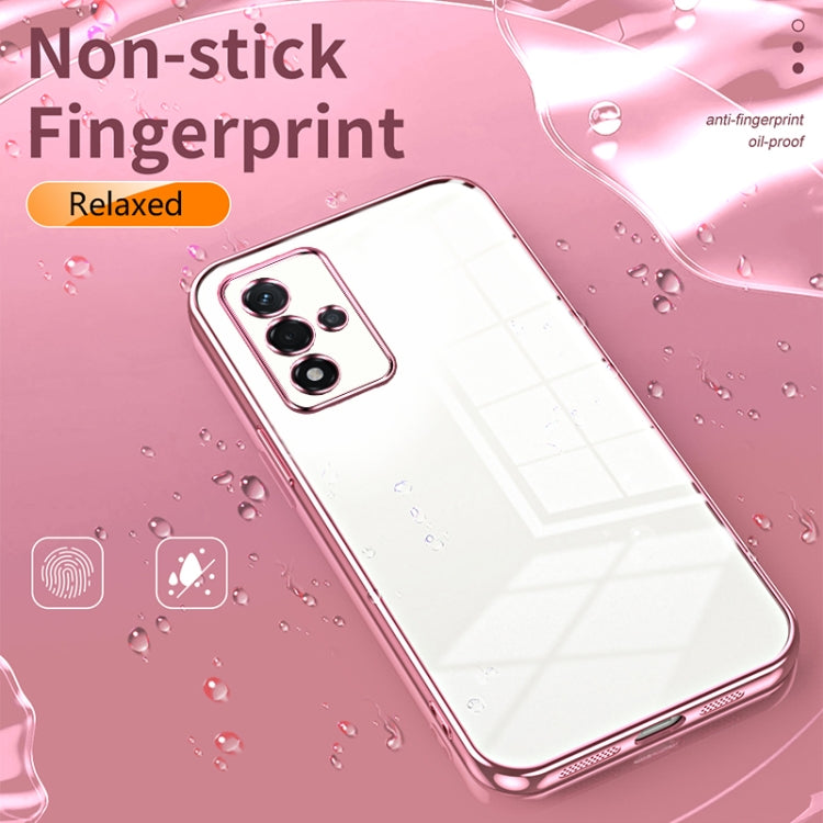 For OPPO A93s 5G Transparent Plating Fine Hole Phone Case(Purple) - OPPO Cases by PMC TechLife | Online Shopping South Africa | PMC TechLife | Buy Now Pay Later Mobicred