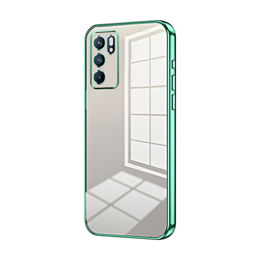For OPPO Reno6 Indian / Malay Transparent Plating Fine Hole Phone Case(Green) - OPPO Cases by PMC Jewellery | Online Shopping South Africa | PMC Jewellery | Buy Now Pay Later Mobicred