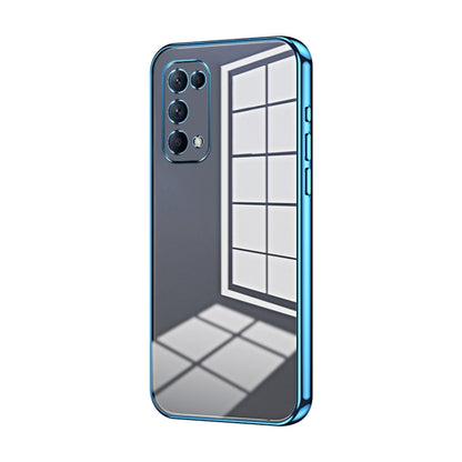 For OPPO Reno5 4G/5G / Reno5 K Transparent Plating Fine Hole Phone Case(Blue) - OPPO Cases by PMC Jewellery | Online Shopping South Africa | PMC Jewellery | Buy Now Pay Later Mobicred