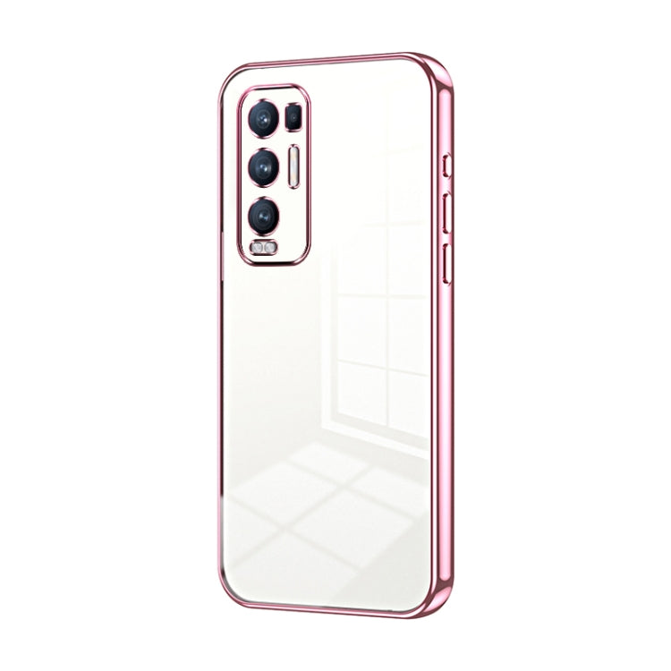 For OPPO Reno5 Pro+ Transparent Plating Fine Hole Phone Case(Pink) - OPPO Cases by PMC TechLife | Online Shopping South Africa | PMC TechLife | Buy Now Pay Later Mobicred