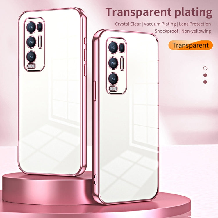 For OPPO Reno5 Pro+ Transparent Plating Fine Hole Phone Case(Pink) - OPPO Cases by PMC TechLife | Online Shopping South Africa | PMC TechLife | Buy Now Pay Later Mobicred