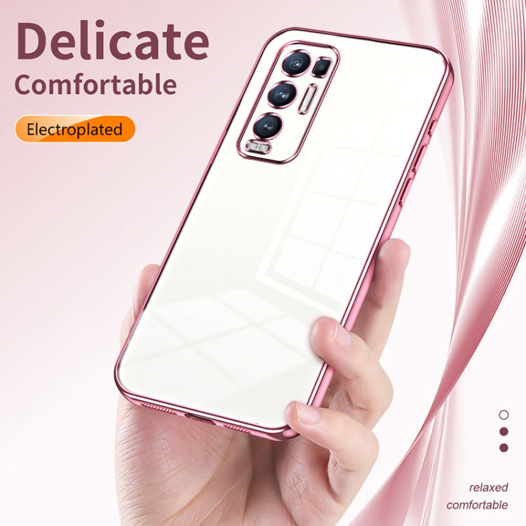 For OPPO Reno5 Pro+ Transparent Plating Fine Hole Phone Case(Pink) - OPPO Cases by PMC TechLife | Online Shopping South Africa | PMC TechLife | Buy Now Pay Later Mobicred