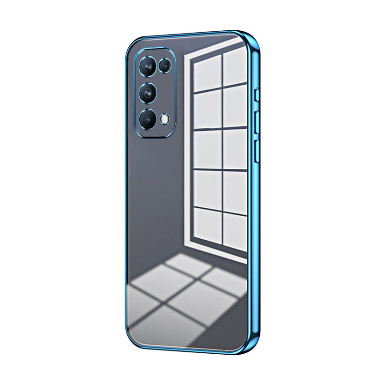 For OPPO Reno5 Pro Transparent Plating Fine Hole Phone Case(Blue) - OPPO Cases by PMC TechLife | Online Shopping South Africa | PMC TechLife | Buy Now Pay Later Mobicred