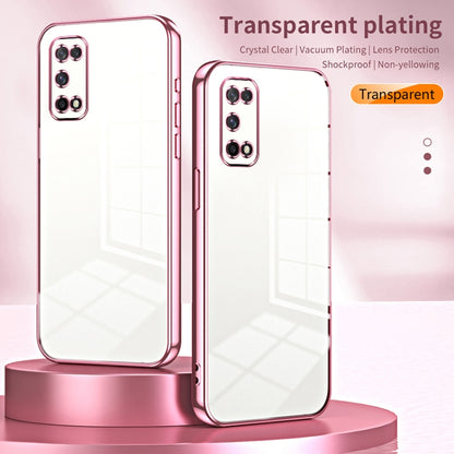 For OPPO K7x / Realme V5 5G Transparent Plating Fine Hole Phone Case(Blue) - OPPO Cases by PMC Jewellery | Online Shopping South Africa | PMC Jewellery | Buy Now Pay Later Mobicred