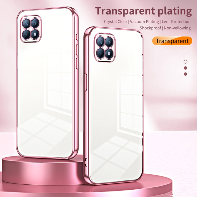 For OPPO Reno4 SE Transparent Plating Fine Hole Phone Case(Pink) - OPPO Cases by PMC Jewellery | Online Shopping South Africa | PMC Jewellery | Buy Now Pay Later Mobicred