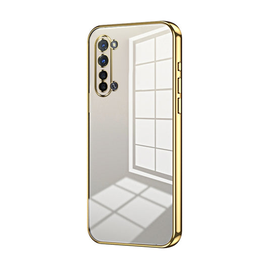 For OPPO Reno3 5G / Find X2 Lite Transparent Plating Fine Hole Phone Case(Gold) - OPPO Cases by PMC Jewellery | Online Shopping South Africa | PMC Jewellery | Buy Now Pay Later Mobicred