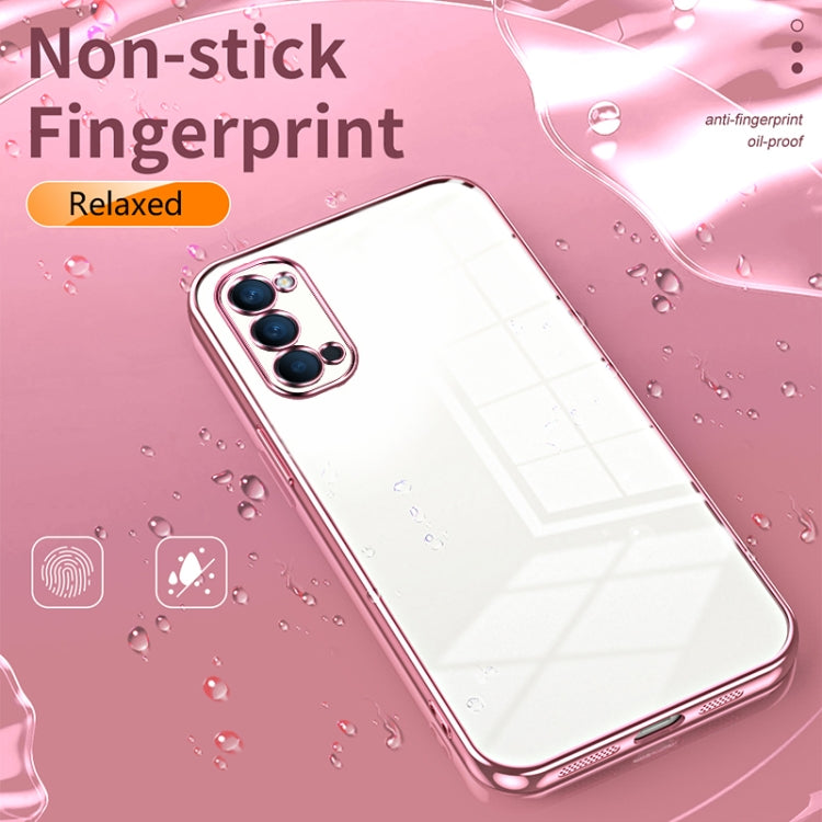 For OPPO Reno4 Transparent Plating Fine Hole Phone Case(Blue) - free shipping - PMC TechLife - Order now!