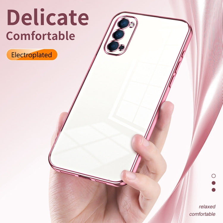 For OPPO Reno4 Transparent Plating Fine Hole Phone Case(Blue) - free shipping - PMC TechLife - Order now!