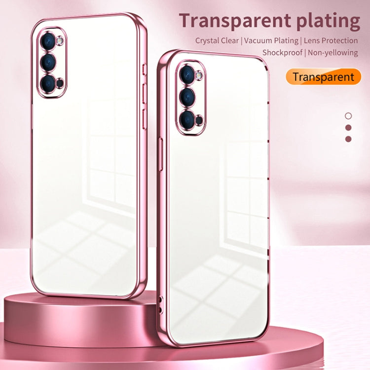 For OPPO Reno4 Transparent Plating Fine Hole Phone Case(Black) - OPPO Cases by PMC TechLife | Online Shopping South Africa | PMC TechLife | Buy Now Pay Later Mobicred