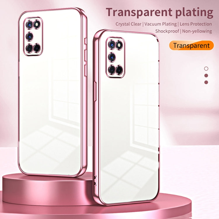 For OPPO A52 / A72 / A92 Transparent Plating Fine Hole Phone Case(Pink) - OPPO Cases by PMC TechLife | Online Shopping South Africa | PMC TechLife | Buy Now Pay Later Mobicred