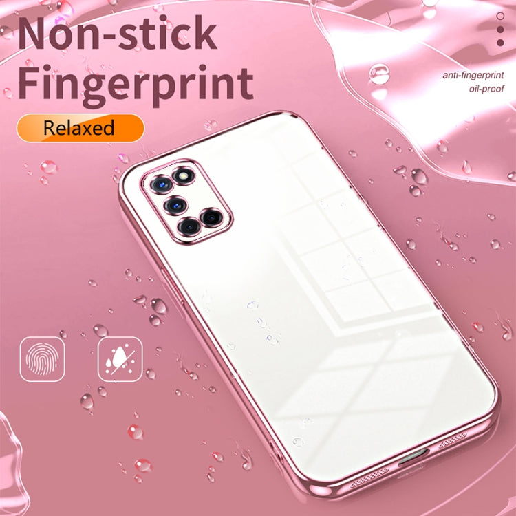 For OPPO A52 / A72 / A92 Transparent Plating Fine Hole Phone Case(Blue) - OPPO Cases by PMC TechLife | Online Shopping South Africa | PMC TechLife | Buy Now Pay Later Mobicred