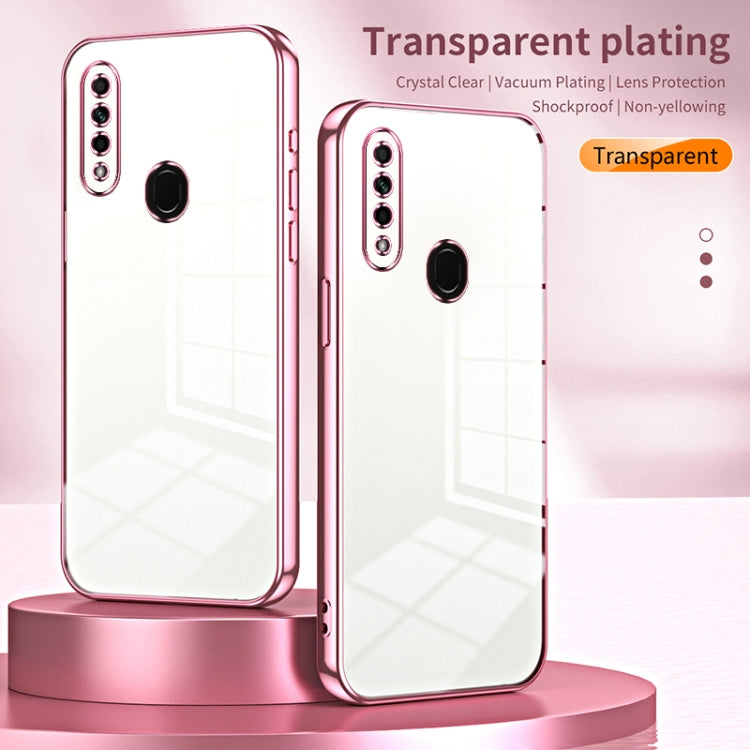 For OPPO A8 / A31 2020 Transparent Plating Fine Hole Phone Case(Pink) - OPPO Cases by PMC TechLife | Online Shopping South Africa | PMC TechLife | Buy Now Pay Later Mobicred