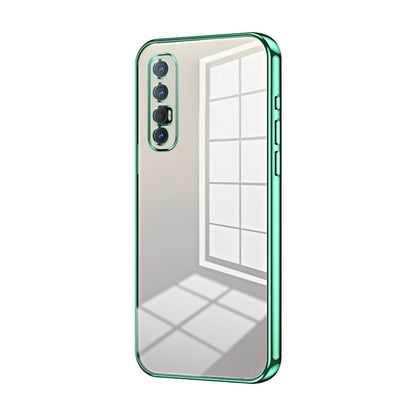 For OPPO Reno3 Pro Transparent Plating Fine Hole Phone Case(Green) - OPPO Cases by PMC Jewellery | Online Shopping South Africa | PMC Jewellery | Buy Now Pay Later Mobicred