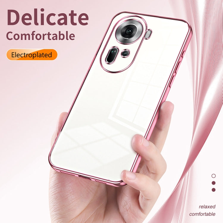 For OPPO Reno11 Global Transparent Plating Fine Hole Phone Case(Purple) - Reno11 Cases by PMC TechLife | Online Shopping South Africa | PMC TechLife | Buy Now Pay Later Mobicred