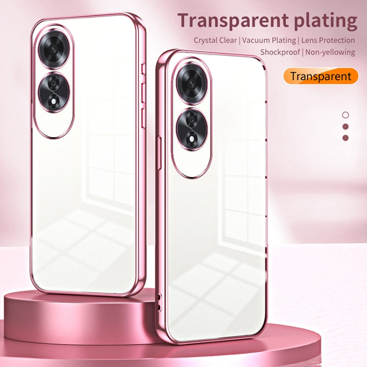 For OPPO A60 Transparent Plating Fine Hole Phone Case(Purple) - OPPO Cases by PMC Jewellery | Online Shopping South Africa | PMC Jewellery | Buy Now Pay Later Mobicred