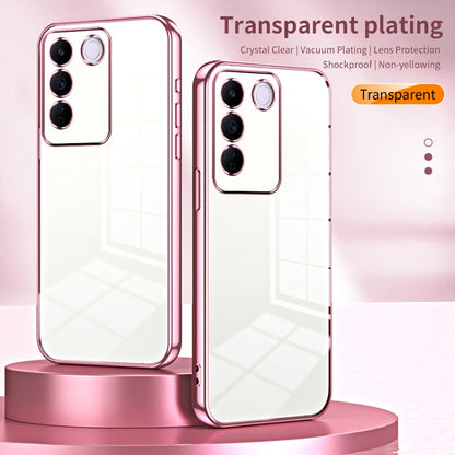 For vivo S16e / V27e Transparent Plating Fine Hole Phone Case(Pink) - vivo Cases by PMC Jewellery | Online Shopping South Africa | PMC Jewellery