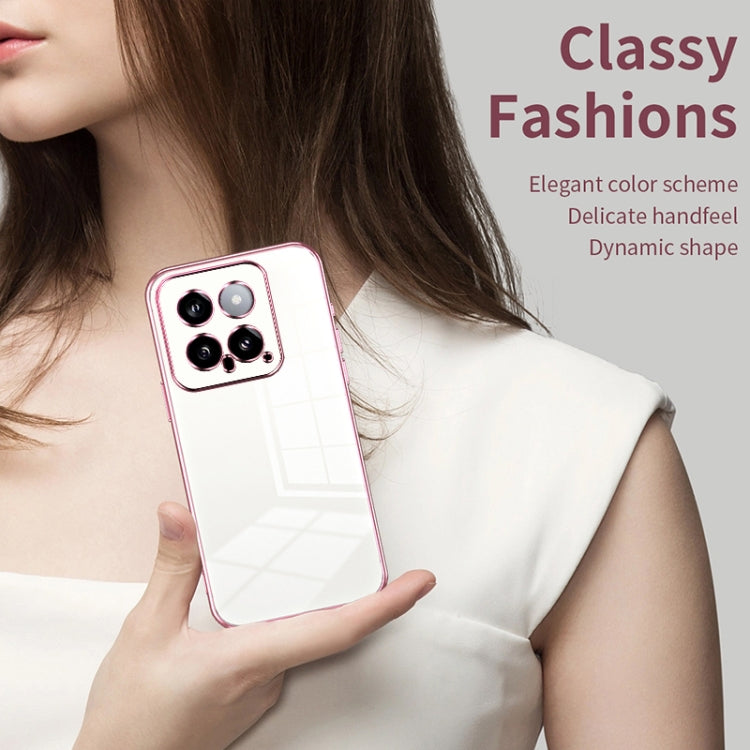 For Xiaomi 14 Transparent Plating Fine Hole Phone Case(Purple) - 14 Cases by PMC TechLife | Online Shopping South Africa | PMC TechLife | Buy Now Pay Later Mobicred