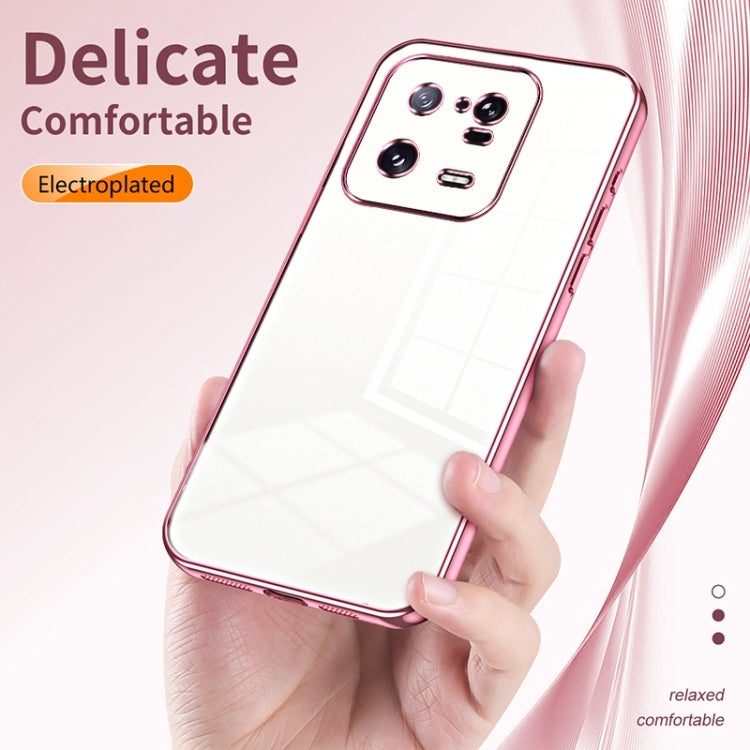 For Xiaomi 13 Pro Transparent Plating Fine Hole Phone Case(Pink) - Xiaomi Cases by PMC TechLife | Online Shopping South Africa | PMC TechLife | Buy Now Pay Later Mobicred
