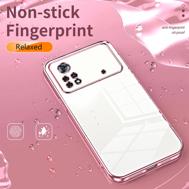 For Xiaomi Poco X4 Pro 5G Transparent Plating Fine Hole Phone Case(Purple) - Xiaomi Cases by PMC TechLife | Online Shopping South Africa | PMC TechLife | Buy Now Pay Later Mobicred