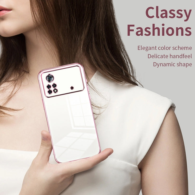 For Xiaomi Poco X4 Pro 5G Transparent Plating Fine Hole Phone Case(Blue) - Xiaomi Cases by PMC TechLife | Online Shopping South Africa | PMC TechLife