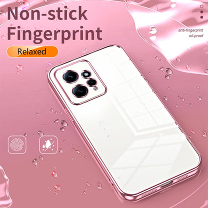 For Xiaomi Redmi Note 12 4G Transparent Plating Fine Hole Phone Case(Pink) - Xiaomi Cases by PMC Jewellery | Online Shopping South Africa | PMC Jewellery | Buy Now Pay Later Mobicred