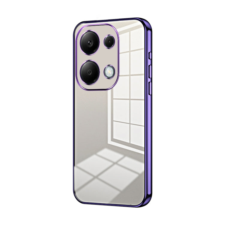 For Xiaomi Redmi Note 13 Pro 4G Transparent Plating Fine Hole Phone Case(Purple) - Note 13 Pro Cases by PMC Jewellery | Online Shopping South Africa | PMC Jewellery | Buy Now Pay Later Mobicred