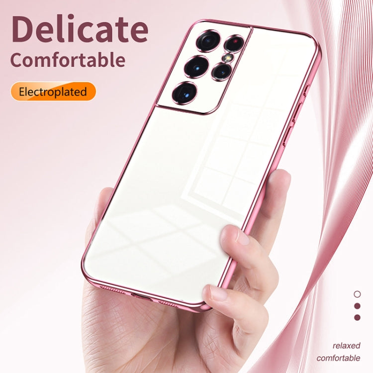 For Samsung Galaxy S21 Ultra 5G Transparent Plating Fine Hole Phone Case(Silver) - Galaxy S21 Ultra 5G Cases by PMC TechLife | Online Shopping South Africa | PMC TechLife | Buy Now Pay Later Mobicred