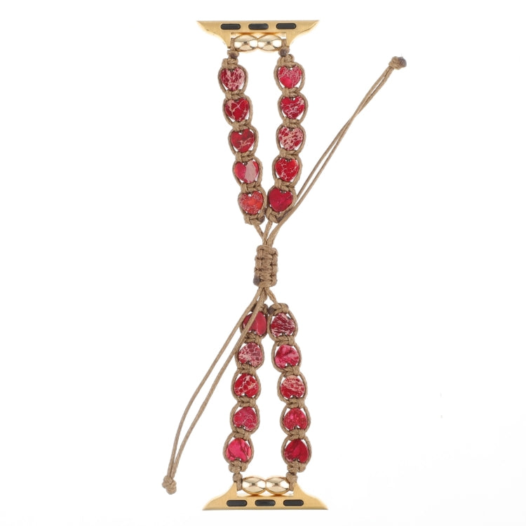 For Apple Watch Ultra 2 49mm Heart Stones Drawstring Chain Watch Band(Red) - Watch Bands by PMC TechLife | Online Shopping South Africa | PMC TechLife