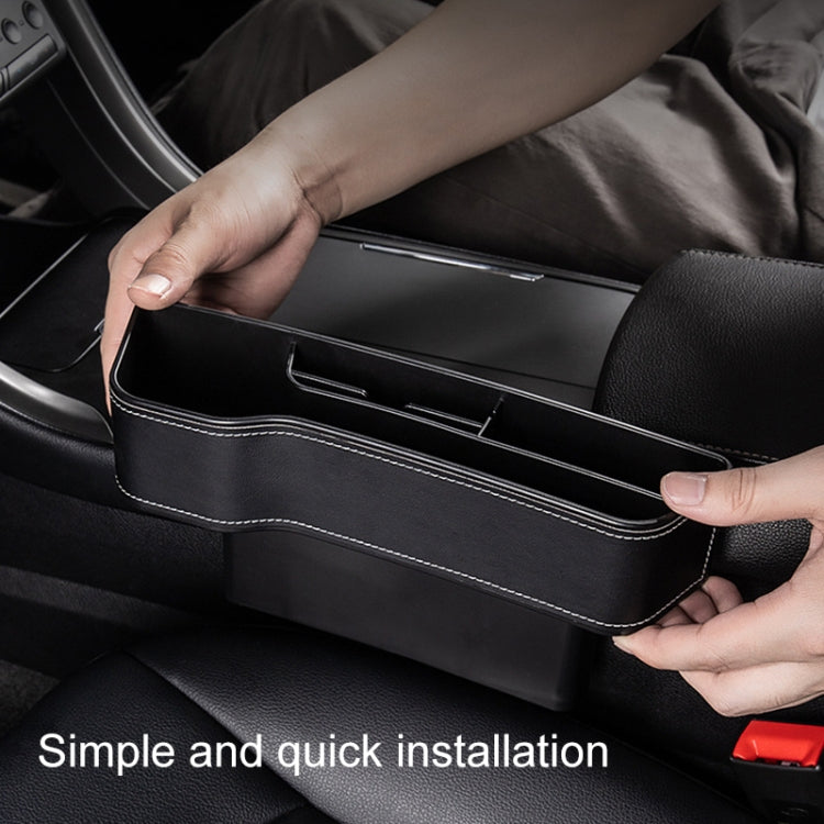 Car Multi-functional Console Box Cup Holder Seat Gap Side Storage Box, Leather Style, Color:Beige(Main Driver Seat) - free shipping - PMC TechLife - Order now!