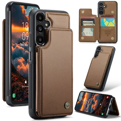 For Samsung Galaxy A25 4G CaseMe C22 PC+TPU Business Style RFID Anti-theft Leather Phone Case(Brown) - Galaxy Phone Cases by CaseMe | Online Shopping South Africa | PMC Jewellery | Buy Now Pay Later Mobicred