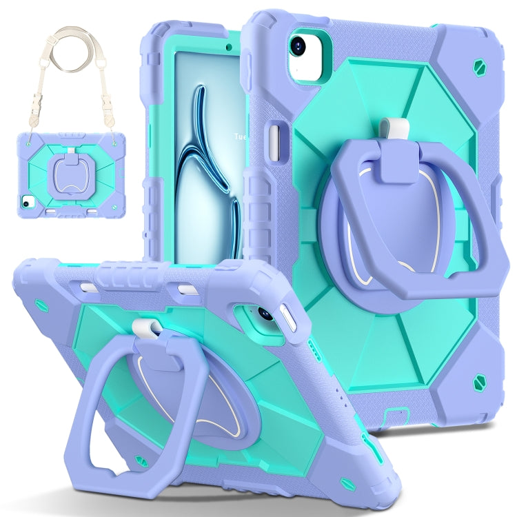 For iPad Air 11 2024 Contrast Color Robot Silicone Hybrid PC Tablet Case(Purple Mint Green) - iPad Air 11 2024 Cases by PMC Jewellery | Online Shopping South Africa | PMC Jewellery | Buy Now Pay Later Mobicred