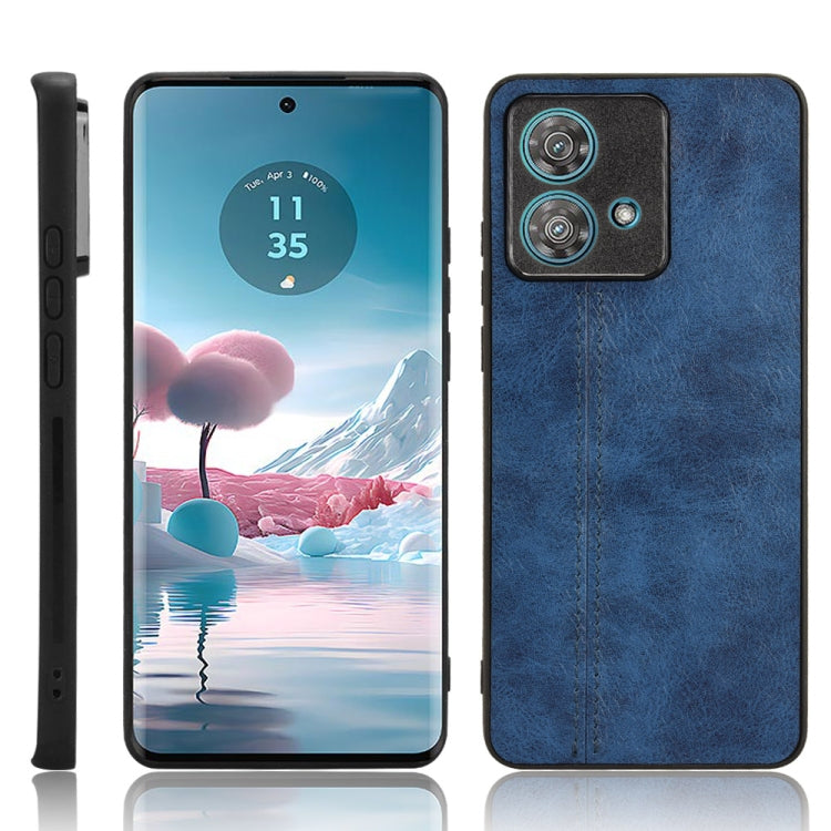 For Motorola Edge 40 Neo 5G Cow Pattern Sewing Back Cover Phone Case(Blue) - Motorola Cases by PMC TechLife | Online Shopping South Africa | PMC TechLife