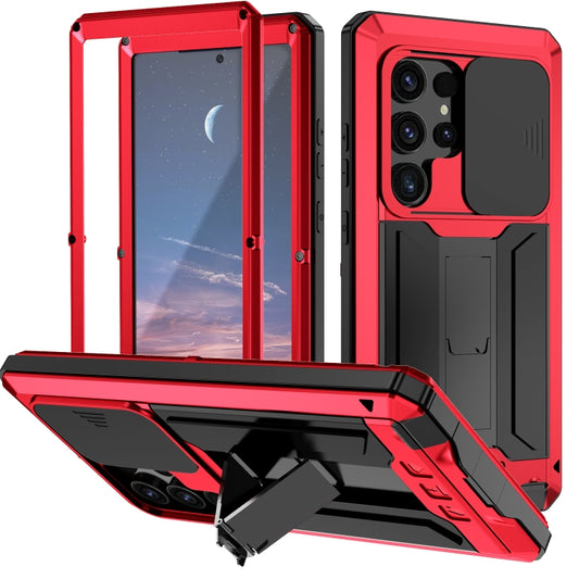 For Samsung Galaxy S24 Ultra 5G R-JUST Sliding Camera Life Waterproof Holder Phone Case(Red) - Galaxy S24 Ultra 5G Cases by R-JUST | Online Shopping South Africa | PMC Jewellery