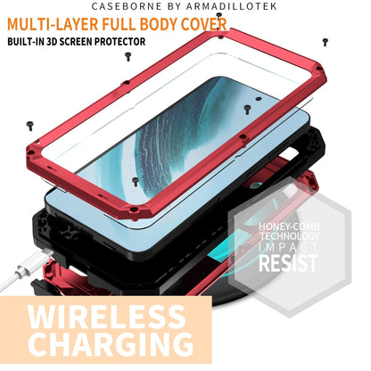 For Samsung Galaxy S24+ 5G R-JUST Sliding Camera Life Waterproof Holder Phone Case(Red) - Galaxy S24+ 5G Cases by R-JUST | Online Shopping South Africa | PMC Jewellery