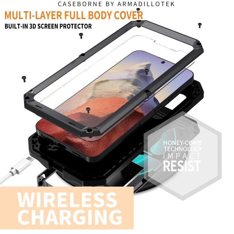 For Samsung Galaxy S24 5G R-JUST Sliding Camera Life Waterproof Holder Phone Case(Black) - Galaxy S24 5G Cases by R-JUST | Online Shopping South Africa | PMC Jewellery