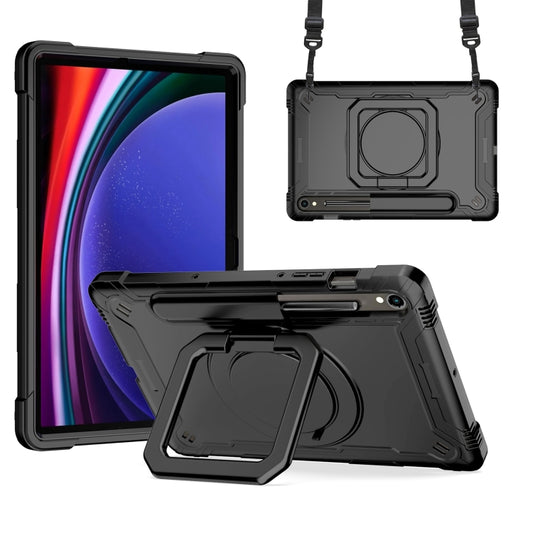 For Samsung Galaxy Tab S9 FE / S9 Handle Robot Silicone Hybrid PC Tablet Case(Black) - Galaxy Tab S9 Cases by PMC Jewellery | Online Shopping South Africa | PMC Jewellery